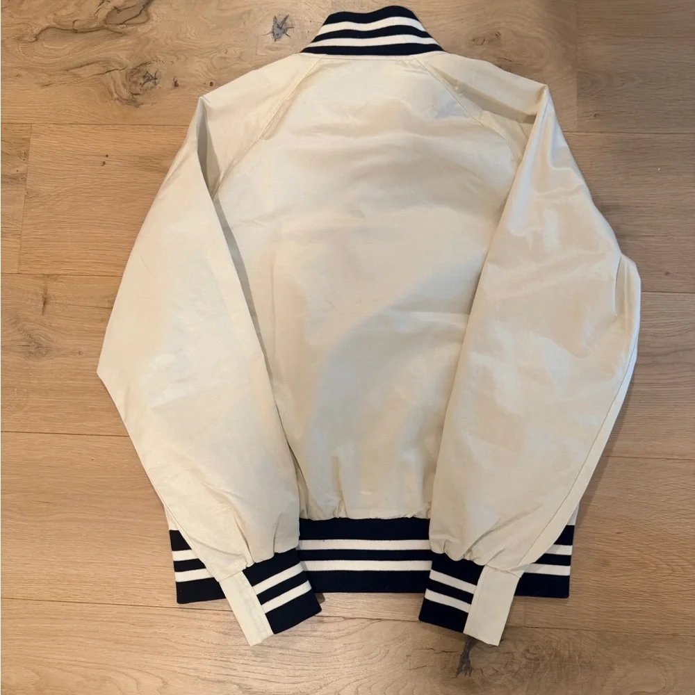 Todd Snyder x Champion Cream Striped Satin Bomber Jacket size Medium NWT - Picture 2 of 10